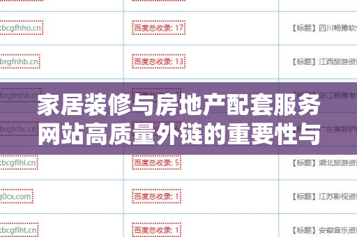 家居装修与房地产配套服务网站高质量外链的重要性与策略