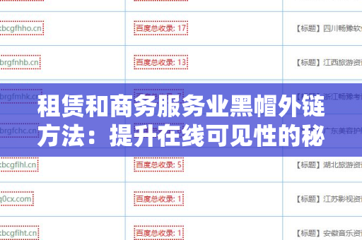 租赁和商务服务业黑帽外链方法：提升在线可见性的秘密武器