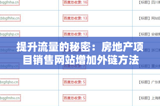 提升流量的秘密：房地产项目销售网站增加外链方法