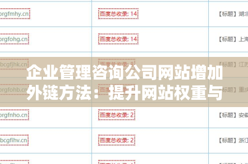 企业管理咨询公司网站增加外链方法：提升网站权重与流量的关键策略
