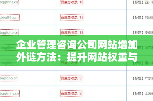 企业管理咨询公司网站增加外链方法：提升网站权重与流量的关键策略
