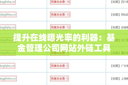提升在线曝光率的利器：基金管理公司网站外链工具