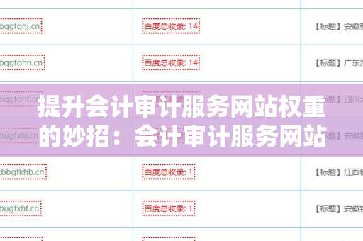 提升会计审计服务网站权重的妙招：会计审计服务网站增加外链方法