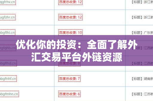 优化你的投资：全面了解外汇交易平台外链资源