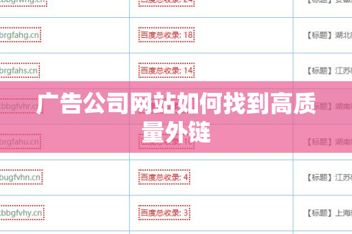 广告公司网站如何找到高质量外链