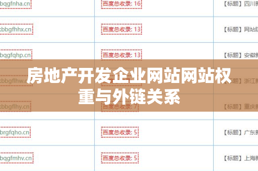 房地产开发企业网站网站权重与外链关系