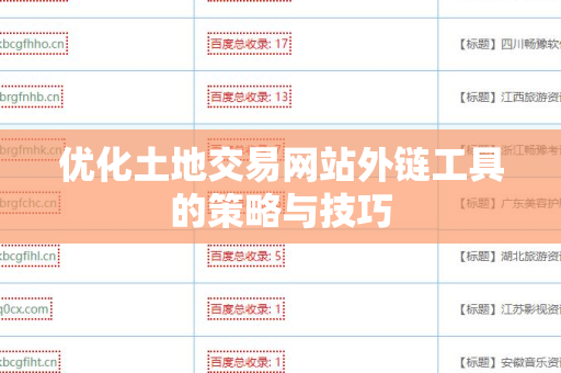 优化土地交易网站外链工具的策略与技巧
