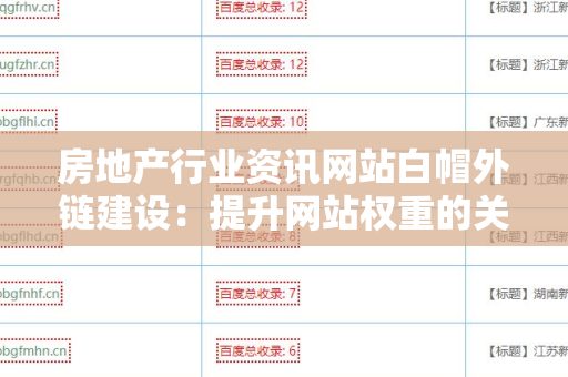 房地产行业资讯网站白帽外链建设：提升网站权重的关键策略