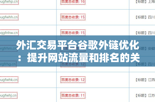 外汇交易平台谷歌外链优化：提升网站流量和排名的关键策略