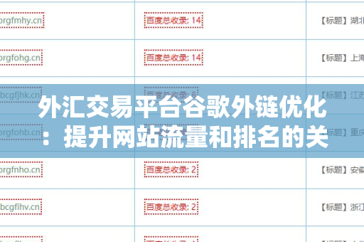 外汇交易平台谷歌外链优化：提升网站流量和排名的关键策略