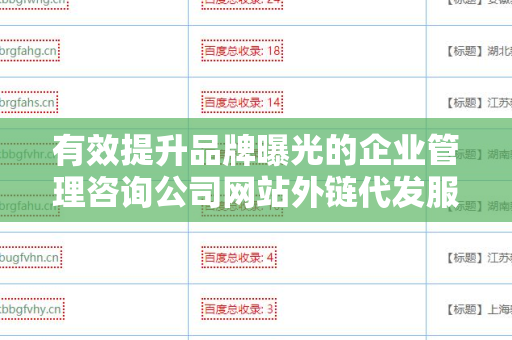 有效提升品牌曝光的企业管理咨询公司网站外链代发服务