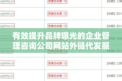 有效提升品牌曝光的企业管理咨询公司网站外链代发服务