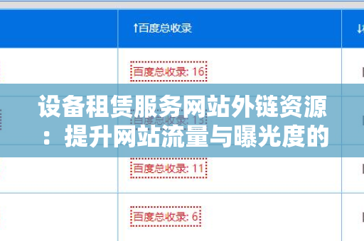设备租赁服务网站外链资源：提升网站流量与曝光度的关键策略