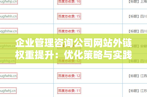 企业管理咨询公司网站外链权重提升：优化策略与实践