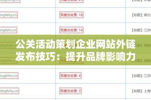 公关活动策划企业网站外链发布技巧：提升品牌影响力