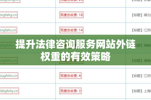提升法律咨询服务网站外链权重的有效策略