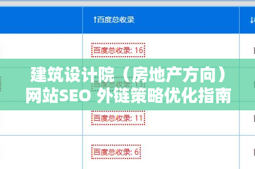 建筑设计院（房地产方向）网站SEO 外链策略优化指南