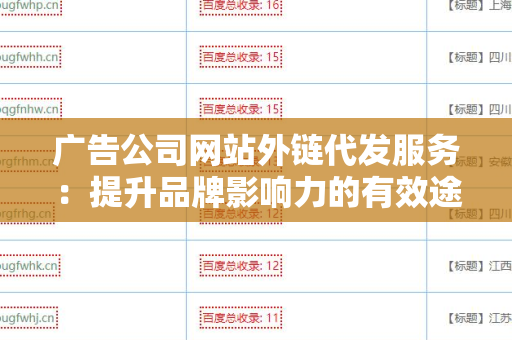 广告公司网站外链代发服务：提升品牌影响力的有效途径