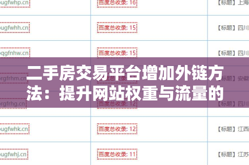 二手房交易平台增加外链方法：提升网站权重与流量的策略