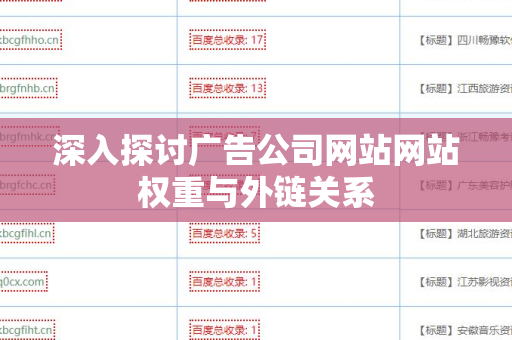 深入探讨广告公司网站网站权重与外链关系