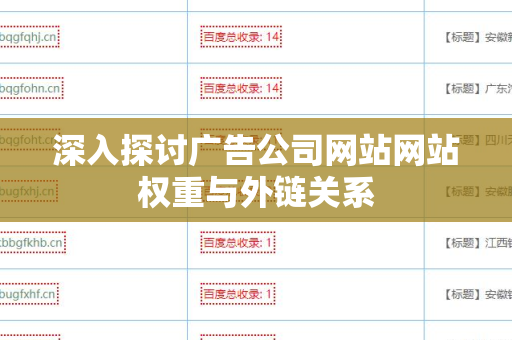 深入探讨广告公司网站网站权重与外链关系