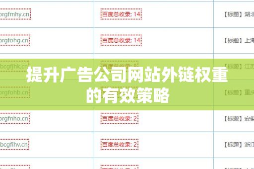 提升广告公司网站外链权重的有效策略