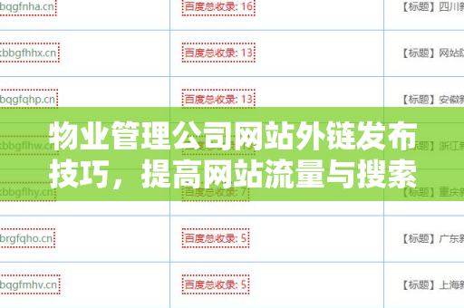 物业管理公司网站外链发布技巧，提高网站流量与搜索排名