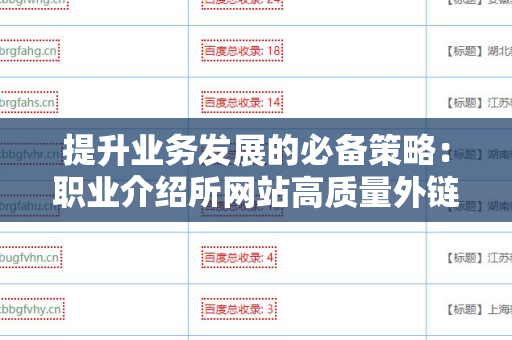 提升业务发展的必备策略：职业介绍所网站高质量外链