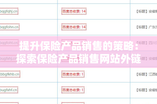 提升保险产品销售的策略：探索保险产品销售网站外链资源
