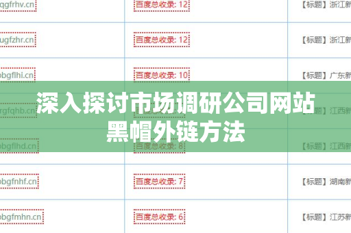 深入探讨市场调研公司网站黑帽外链方法
