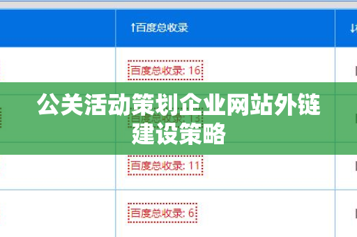 公关活动策划企业网站外链建设策略