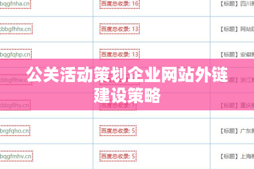 公关活动策划企业网站外链建设策略