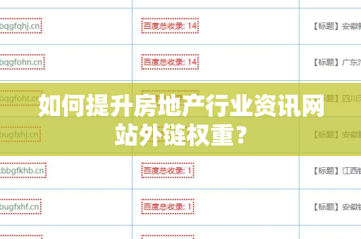 如何提升房地产行业资讯网站外链权重？