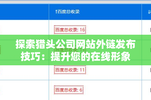 探索猎头公司网站外链发布技巧：提升您的在线形象