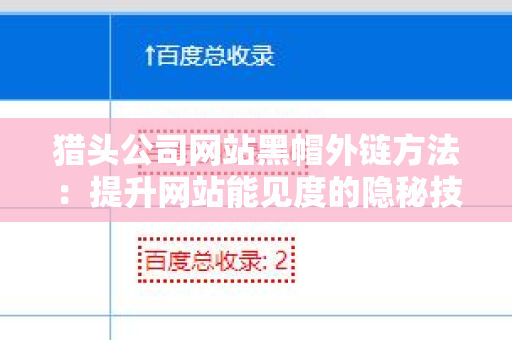 猎头公司网站黑帽外链方法：提升网站能见度的隐秘技巧