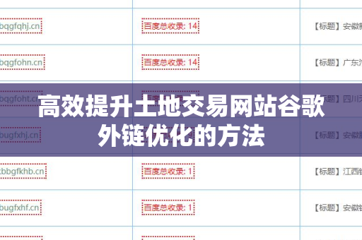 高效提升土地交易网站谷歌外链优化的方法