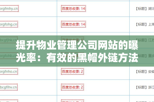 提升物业管理公司网站的曝光率：有效的黑帽外链方法