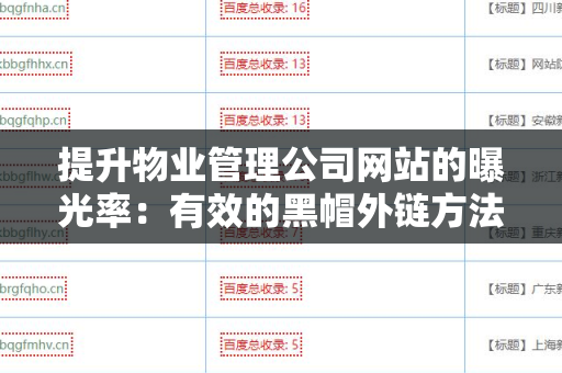 提升物业管理公司网站的曝光率：有效的黑帽外链方法
