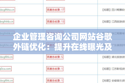 企业管理咨询公司网站谷歌外链优化：提升在线曝光及流量的终极指南