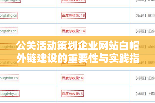 公关活动策划企业网站白帽外链建设的重要性与实践指南