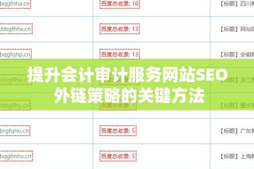 提升会计审计服务网站SEO 外链策略的关键方法