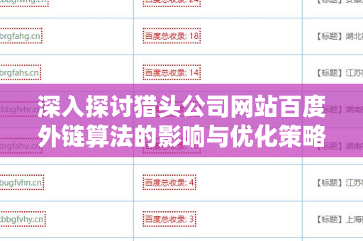 深入探讨猎头公司网站百度外链算法的影响与优化策略