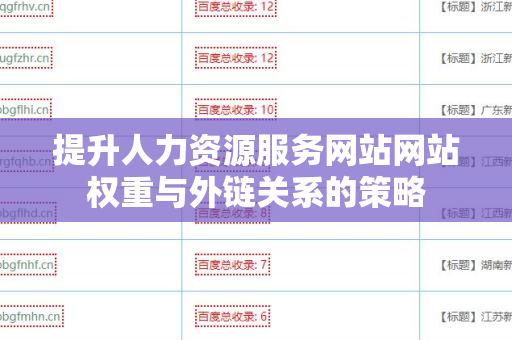 提升人力资源服务网站网站权重与外链关系的策略