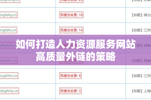 如何打造人力资源服务网站高质量外链的策略