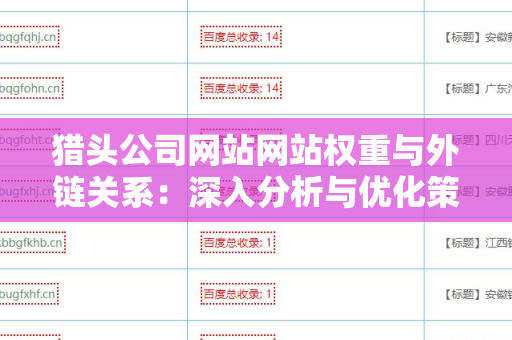 猎头公司网站网站权重与外链关系：深入分析与优化策略