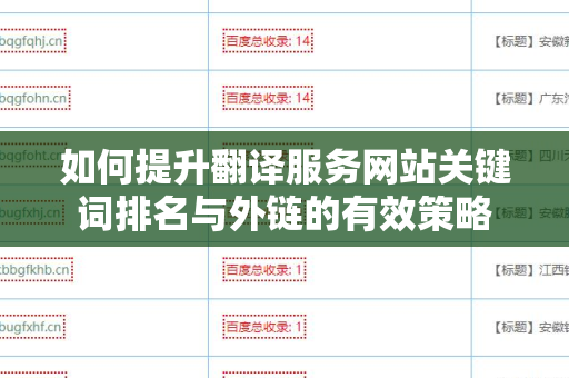 如何提升翻译服务网站关键词排名与外链的有效策略