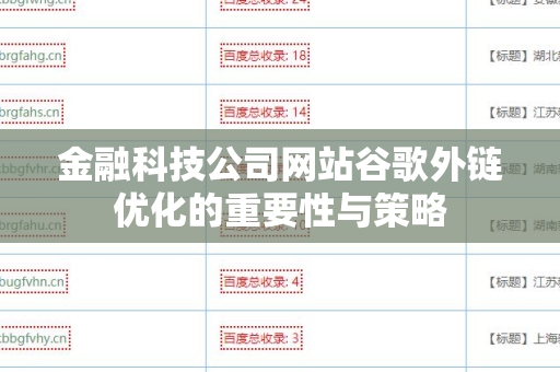 金融科技公司网站谷歌外链优化的重要性与策略