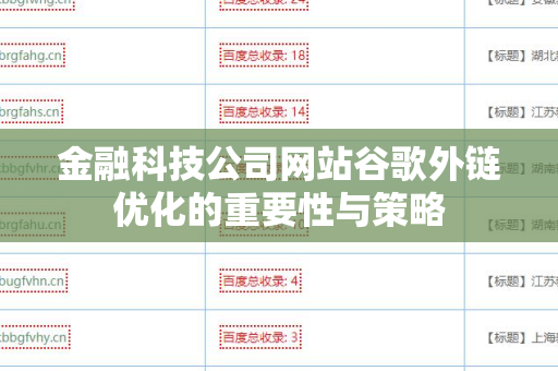 金融科技公司网站谷歌外链优化的重要性与策略