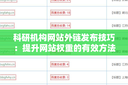 科研机构网站外链发布技巧：提升网站权重的有效方法