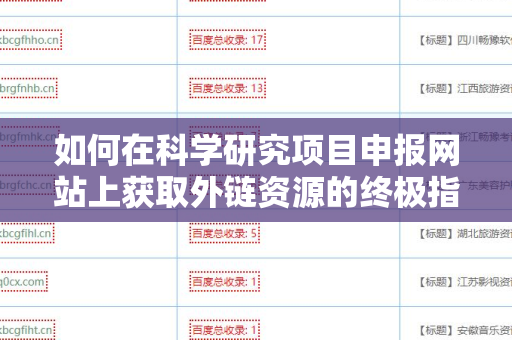如何在科学研究项目申报网站上获取外链资源的终极指南
